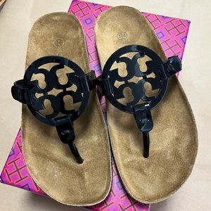 Tory Burch Miller Cloud Patent Leather/Cork Perfect Black Woman’s Size 6